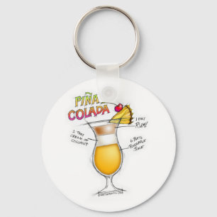 PINA COLADA RECIPE COCKTAIL ART KEY RING