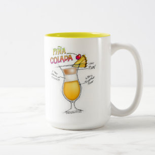 PINA COLADA RECIPE COCKTAIL ART Two-Tone COFFEE MUG