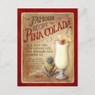 Pina colada recipe postcard