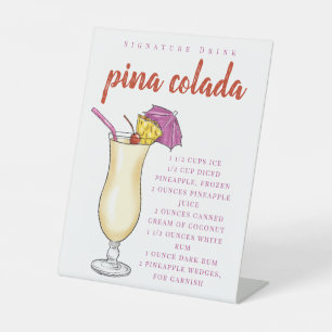 Pina Colada Recipe Signature Drink  Pedestal Sign
