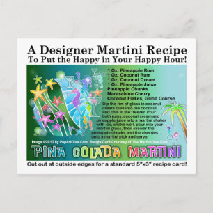 Pina Colada Tropical Martini Recipe Postcard