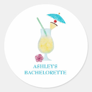 Piña Colada Tropical Wedding Bridal Shower  Classic Round Sticker