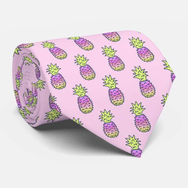 Pina Colata Hawaiian Pineapple Two-Sided Printed Tie (Rolled)