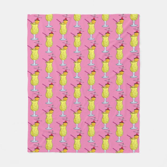 Pina Piña Colada Puerto Rican Pineapple Cocktail Fleece Blanket (Front)