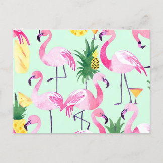 Pinapple Flamingo Postcard