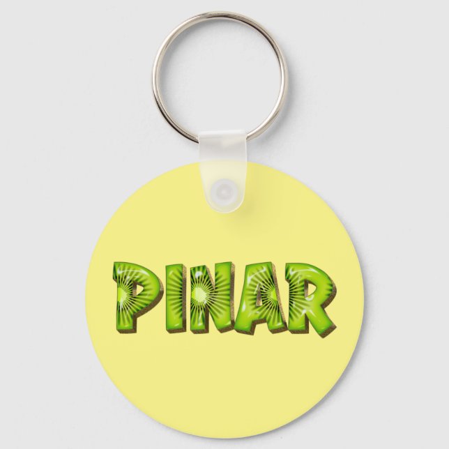 Pinar Name Kiwi Design Keychain (Front)