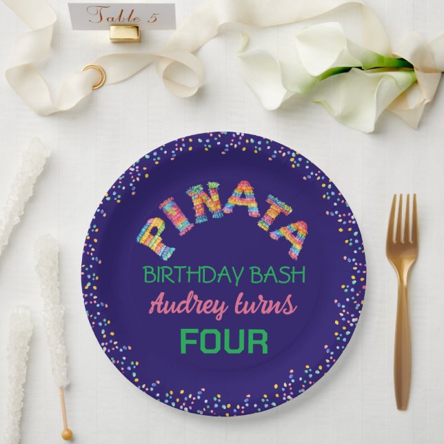 Pinata Birthday Bash Paper Plate (Wedding)