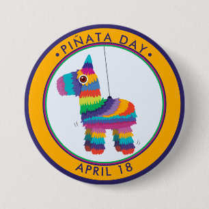 Pinata Day, cartoon donkey piñata 7.5 Cm Round Badge