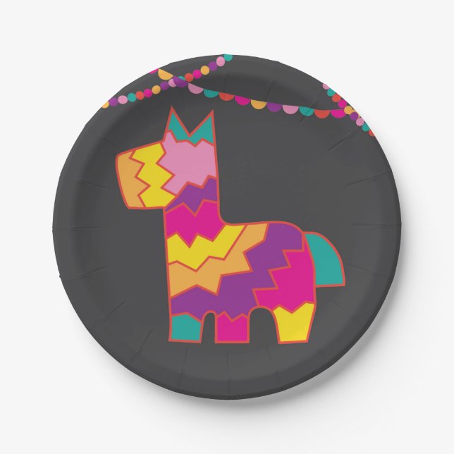 Pinata Fiesta Birthday Piñata Cinco De Mayo Plates (Front)