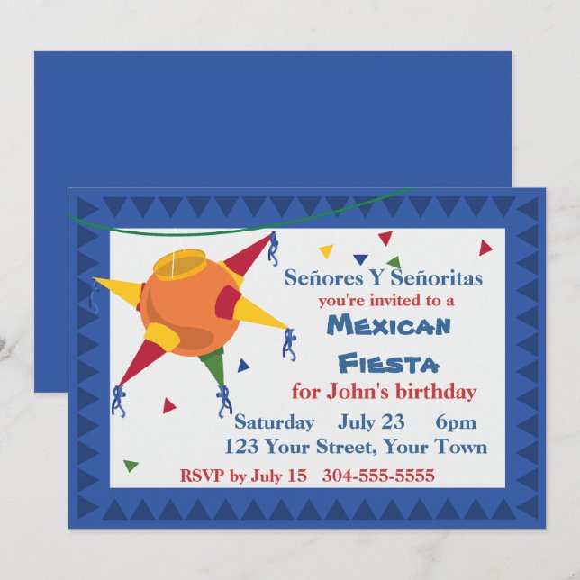 Pinata Mexican Fiesta Party Invitation (Front/Back)
