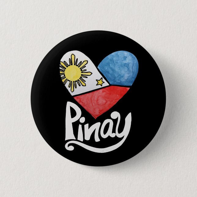 Pinay Philippines Flag Heart Filipina              6 Cm Round Badge (Front)