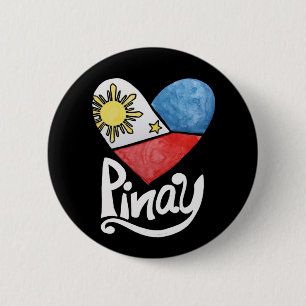 Pinay Philippines Flag Heart Filipina 6 Cm Round Badge