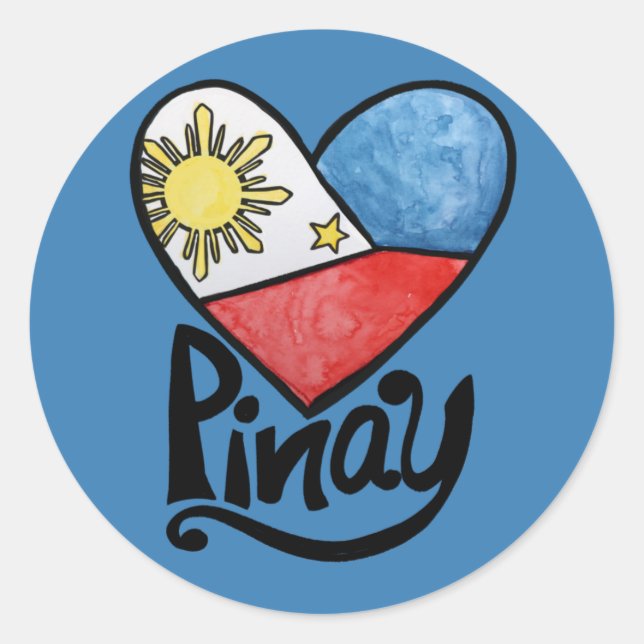 Pinay Philippines Flag Heart Filipina              Classic Round Sticker (Front)