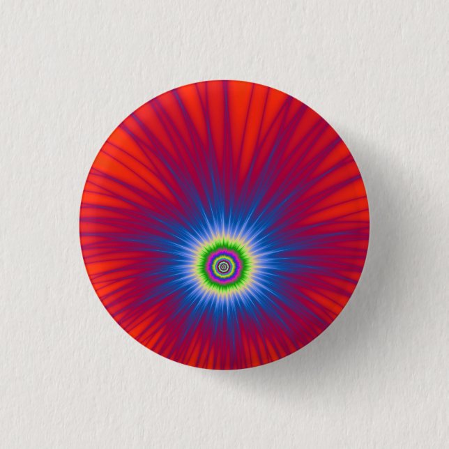 Pinback Button   Blue Explosion on Red (Front)