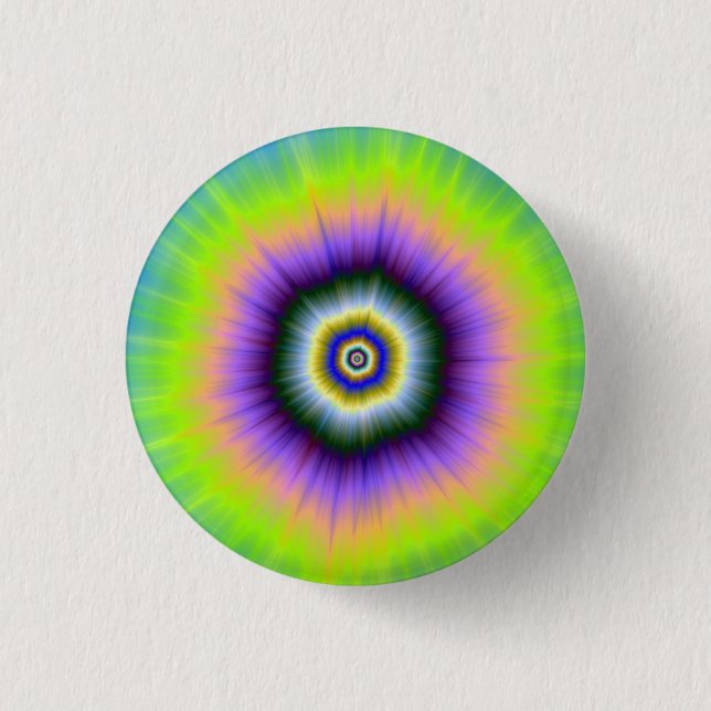 Pinback Button   Explosion in Yellow and Violet (Front)