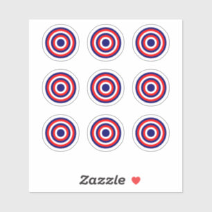 Pinball Blue/Red/White Bullseye Round Sticker