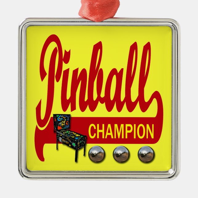 Pinball Champion Metal Tree Decoration (Front)