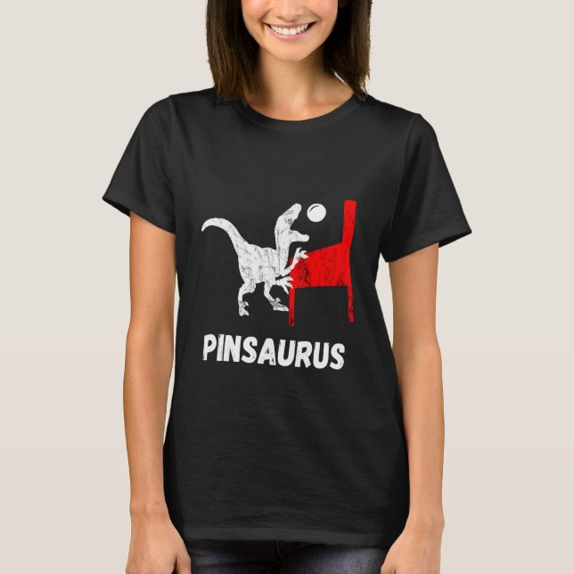 Pinball Dinosaurs Arcade Game Machine Dino Flippin T-Shirt (Front)