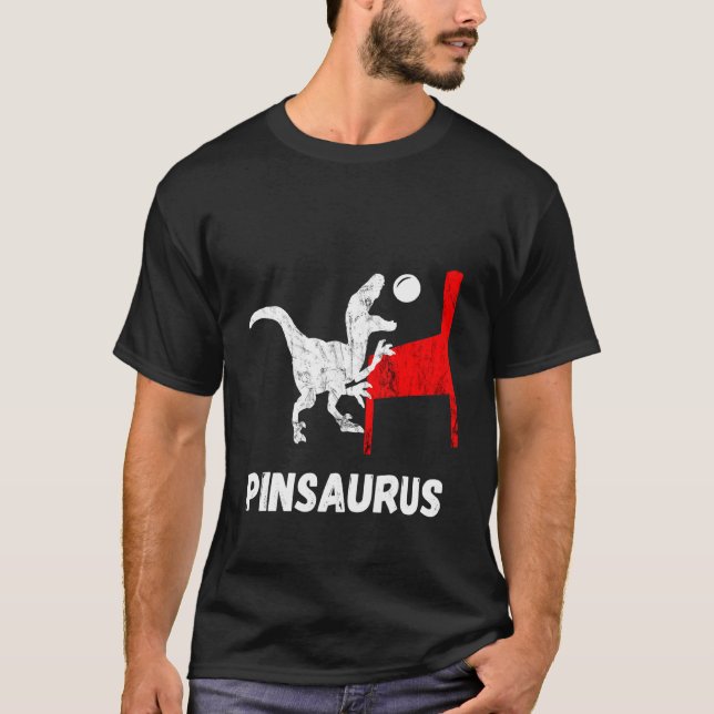 Pinball Dinosaurs Arcade Game Machine Dino Flippin T-Shirt (Front)