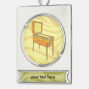 Pinball machine silver plated banner ornament
