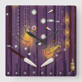 Pinball Machine Square Wall Clock