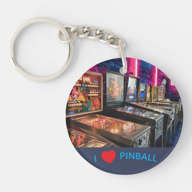 Pinball Machines in a Row Key Ring (Front)