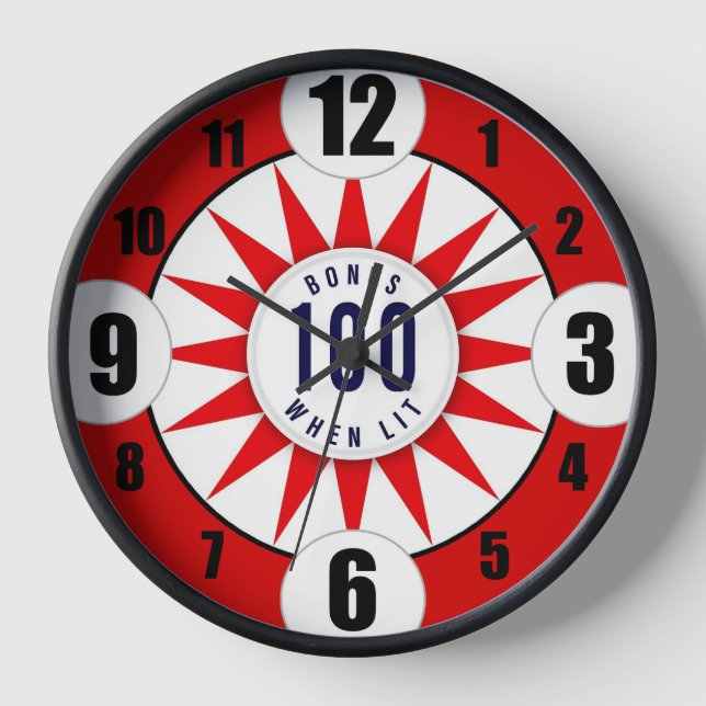 Pinball Player Wall Clock with Wood Frame #1 (Front)