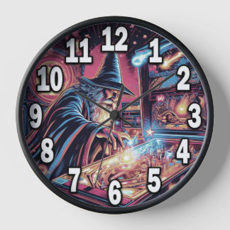 Pinball Player Wall Clock with Wood Frame #2