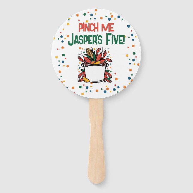 Pinch Me Crawfish Boil Kids Birthday Thank You Hand Fan (Front)