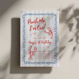 Pinch Me I'm One 1st Birthday Invitation Blue