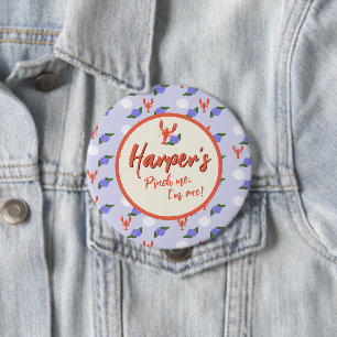 "Pinch Me! I'm One" Coastal Lobster Birthday  10 Cm Round Badge
