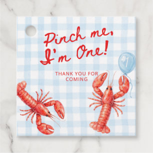 Pinch Me I'm One Lobster 1st Birthday Favour Tags