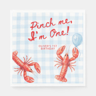 Pinch Me I'm One Lobster 1st Birthday Napkin