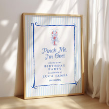 Pinch Me I'm One Vintage Lobster Blue 1st Birthday
