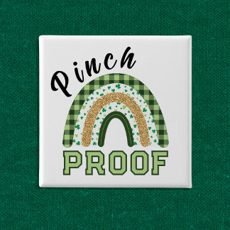 Pinch Proof St Patrick's Day Green Rainbow Plaid 15 Cm Square Badge
