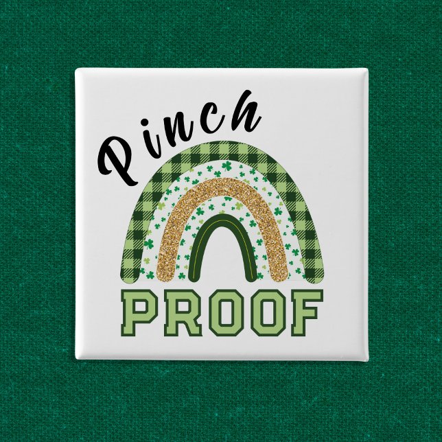 Pinch Proof St Patrick's Day Green Rainbow Plaid 15 Cm Square Badge (Creator Uploaded)