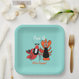 Pinch Us We're Engaged Crawfish Boil Shower Party Paper Plate