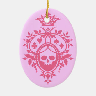 PinCrest with Skull and Cardsuits Ceramic Ornament