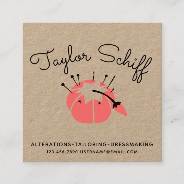 Pincushion Dressmaker Alterations Business Card (Front)