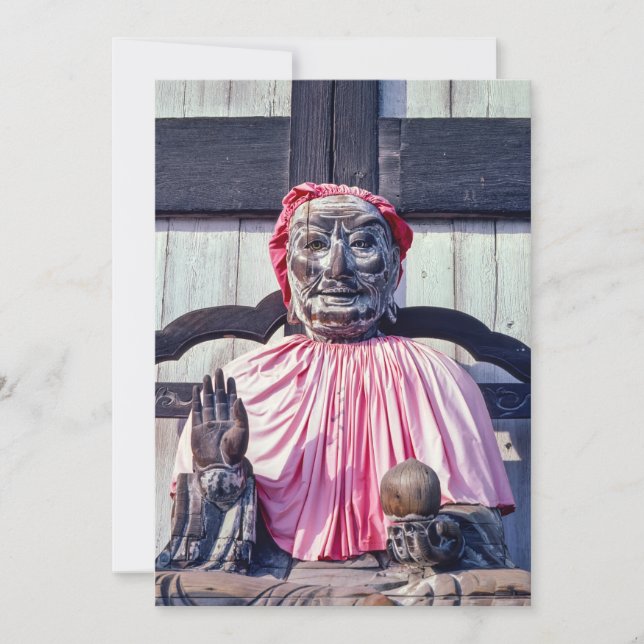 Pindola Bharadvaja wooden Buddhist statue - Japan Invitation (Front)