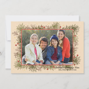 Pine and Berries Frame Holiday Card