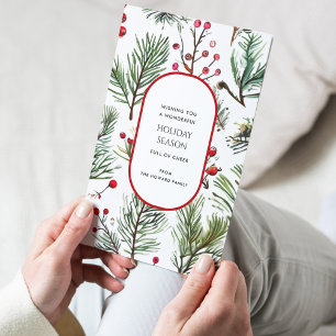 Pine and Berries Rustic Christmas Greetings