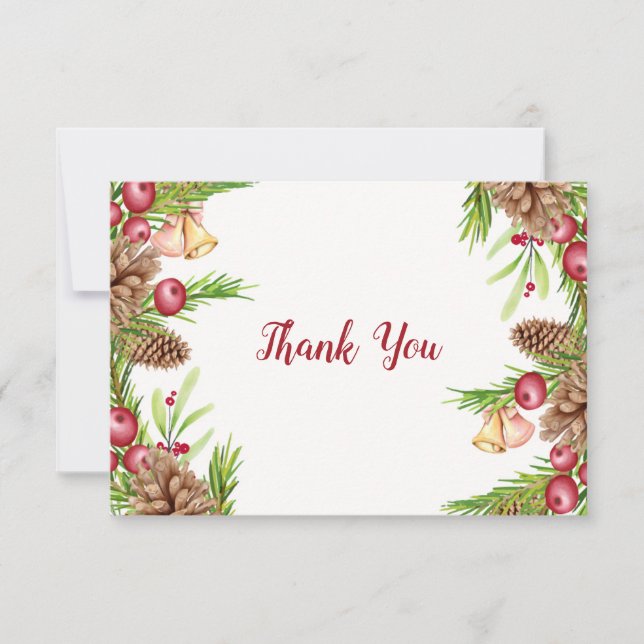 Pine and Berries Thank You Card (Front)