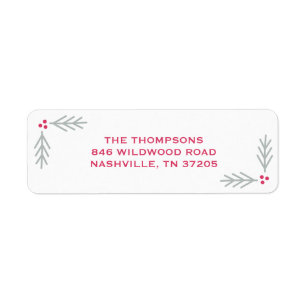 Pine and Berry Holiday Return Address Label