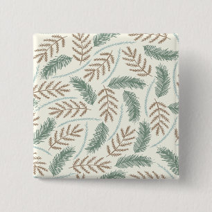 Pine and Cedar Evergreen Branches Pattern 15 Cm Square Badge