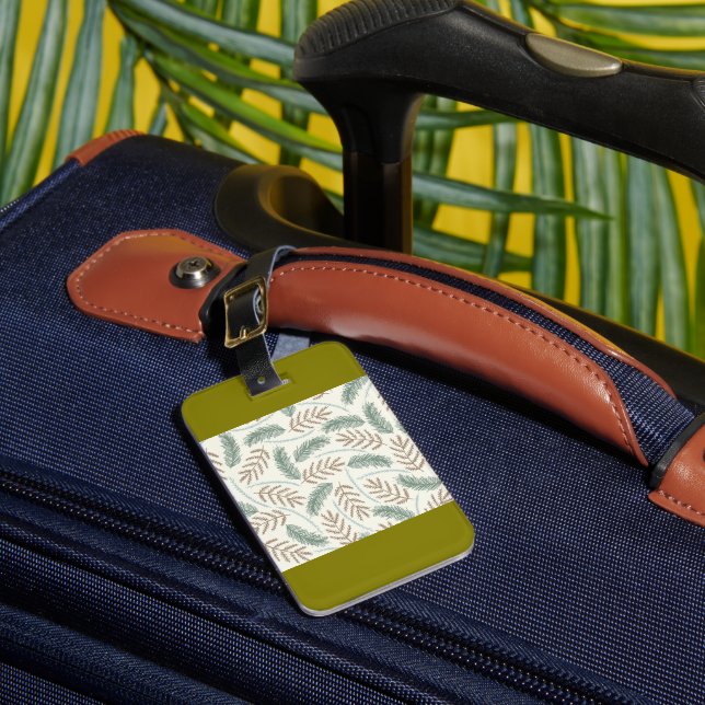 Pine and Cedar Evergreen Branches Pattern Luggage Tag (Front Insitu 1)