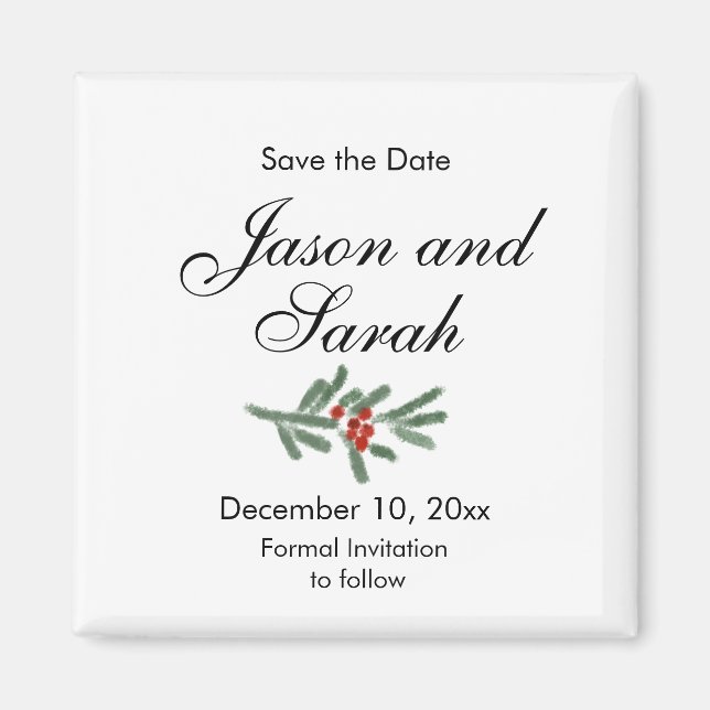 Pine and cranberry  | Save the date | Magnet (Front)