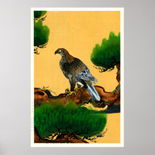 Pine And Eagle  Fine Art Print. Vintage Japanese Poster