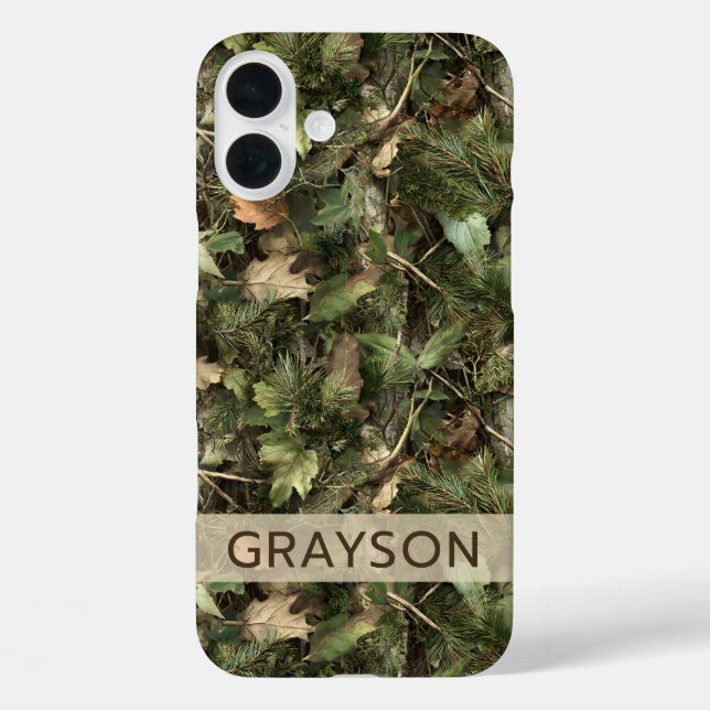 Pine and Leaves Camouflage Personalized Case-Mate iPhone Case (Back)