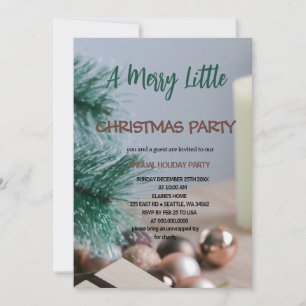 pine and Ornaments Merry Little christmas party  Invitation